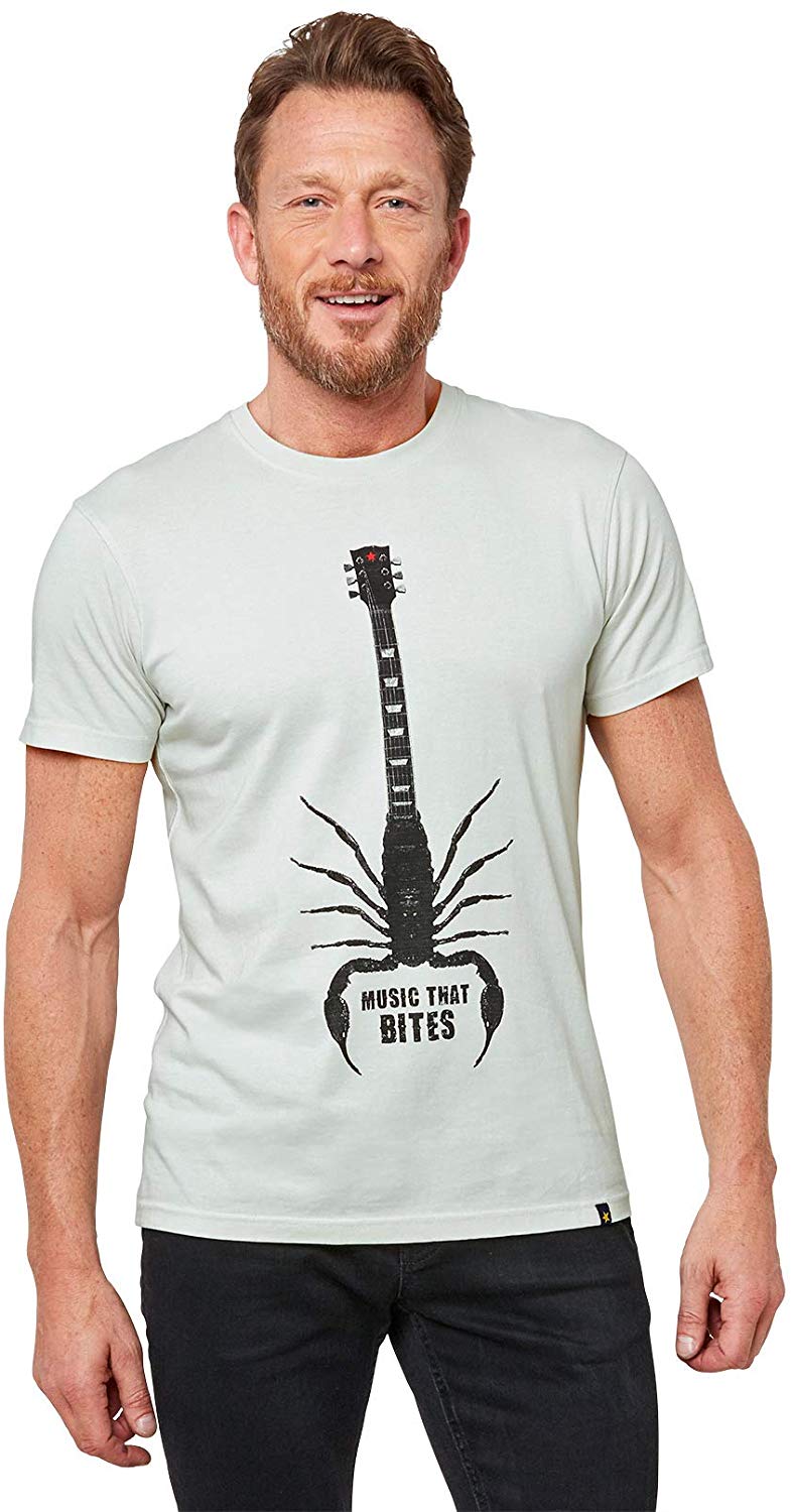 Mens Scorpion Guitar Print White T-Shirts