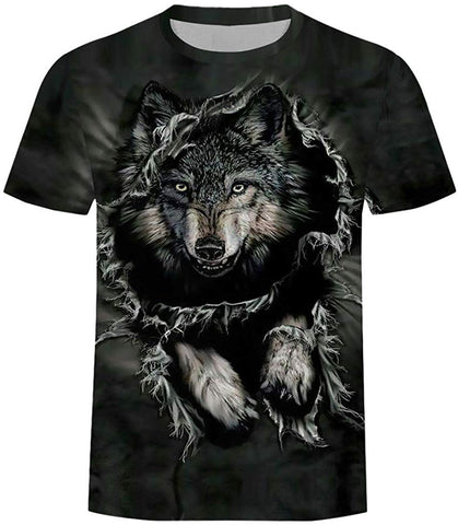 Mens Summer,Fineser New Mens Short Sleeve 3D Dog Print Casual Cotton Sport Slim Tops Black T-Shirts