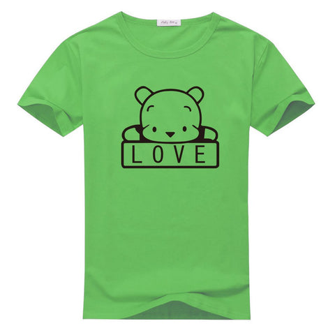 Mens funny Cute bear Animal short sleeves Green T-Shirts