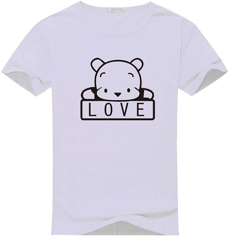 Mens funny Cute bear Animal short sleeves White T-Shirts